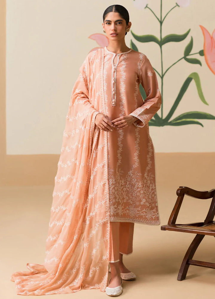 Cross Stitch Chikankari Embroidered Lawn Suit Unstitched 3 Piece CS24C-2 D-07 Sunset Pink - Summer Collection