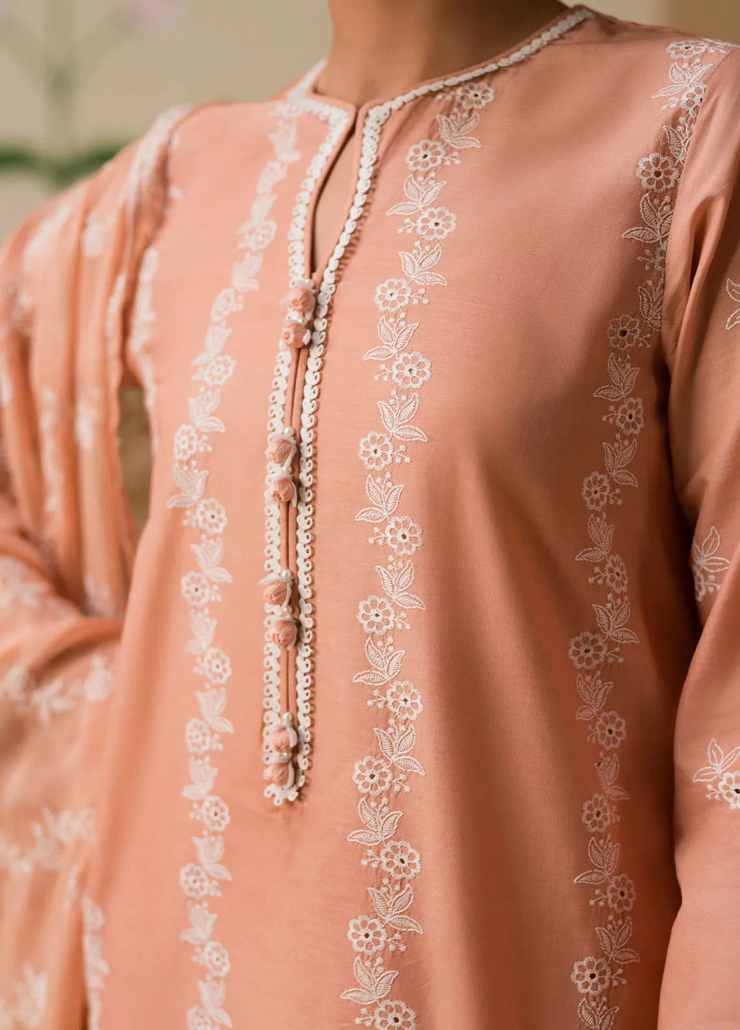 Cross Stitch Chikankari Embroidered Lawn Suit Unstitched 3 Piece CS24C-2 D-07 Sunset Pink - Summer Collection