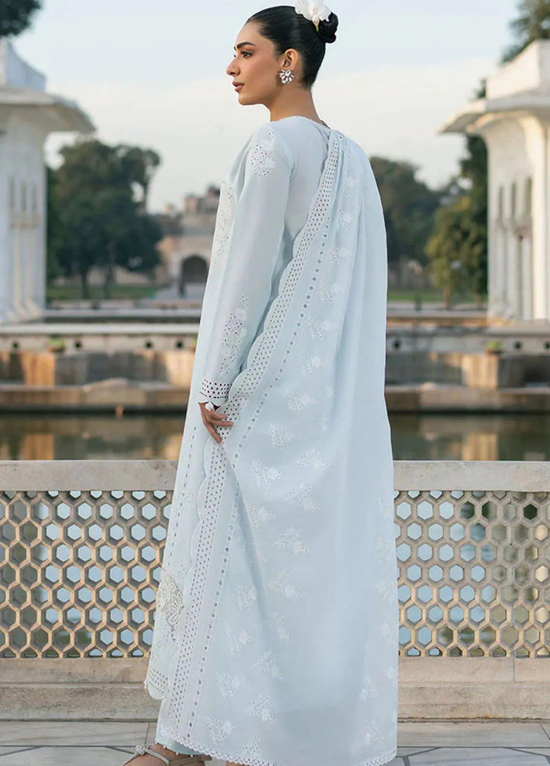 Cross Stitch Chikankari Lawn Suits Unstitched 3 Piece CS25CE Aqua Haze - Summer Collection