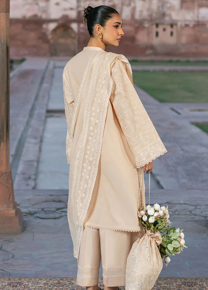 Cross Stitch Chikankari Lawn Suits Unstitched 3 Piece CS25CE Ecru Breeze - Summer Collection