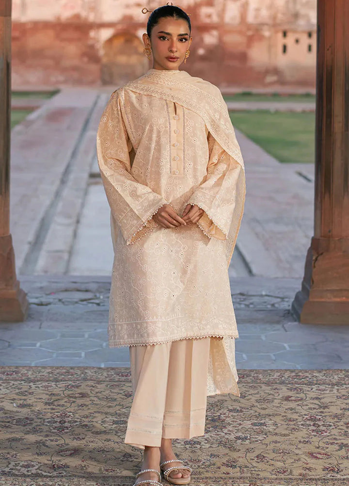 Cross Stitch Chikankari Lawn Suits Unstitched 3 Piece CS25CE Ecru Breeze - Summer Collection