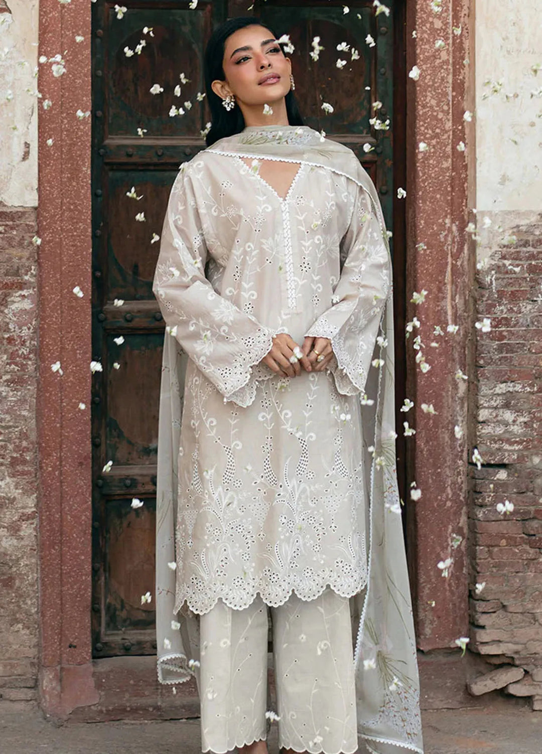 Cross Stitch Chikankari Lawn Suits Unstitched 3 Piece CS25CE Garden Charm - Summer Collection