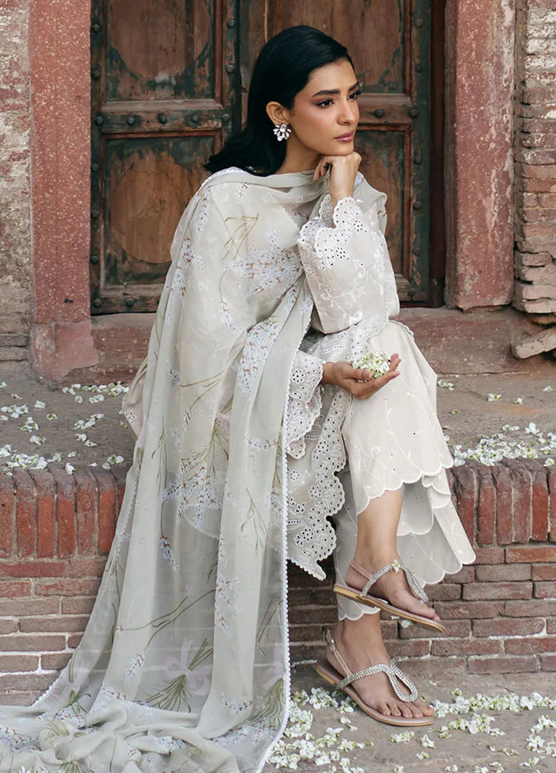 Cross Stitch Chikankari Lawn Suits Unstitched 3 Piece CS25CE Garden Charm - Summer Collection