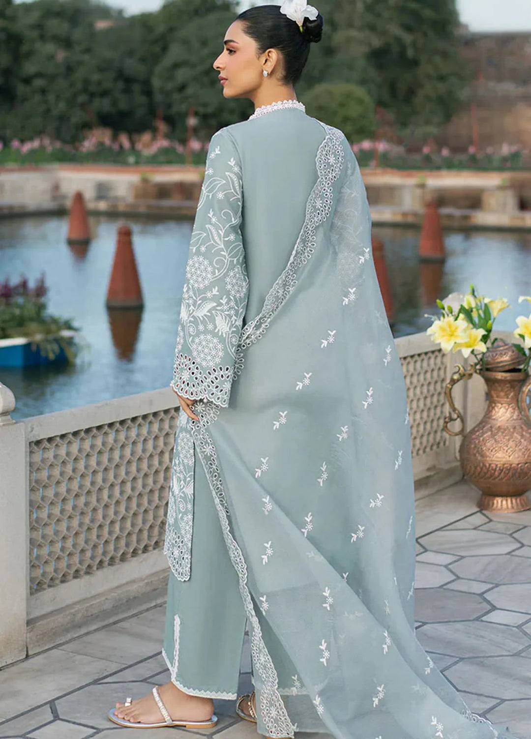 Cross Stitch Chikankari Lawn Suits Unstitched 3 Piece CS25CE Ocean Spruce - Summer Collection