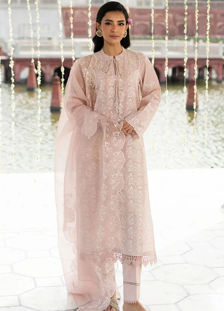 Cross Stitch Chikankari Lawn Suits Unstitched 3 Piece CS25CE Peach Floret - Summer Collection