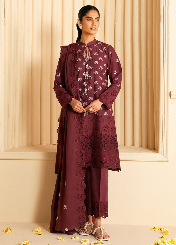 Cross Stitch Chikankari Lawn Suits Unstitched 3 Piece CS25CP Celestial Berry - Summer Collection