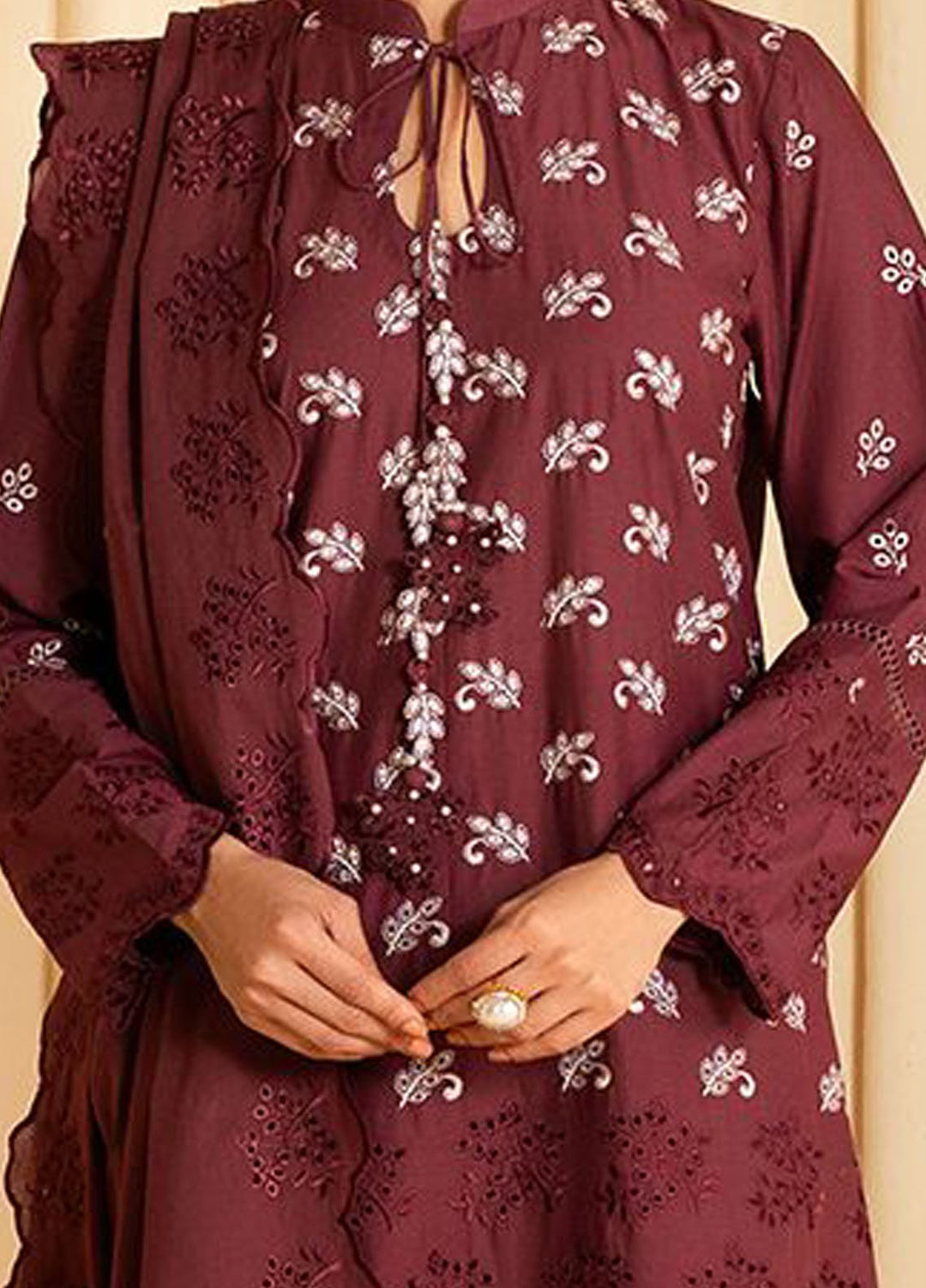 Cross Stitch Chikankari Lawn Suits Unstitched 3 Piece CS25CP Celestial Berry - Summer Collection