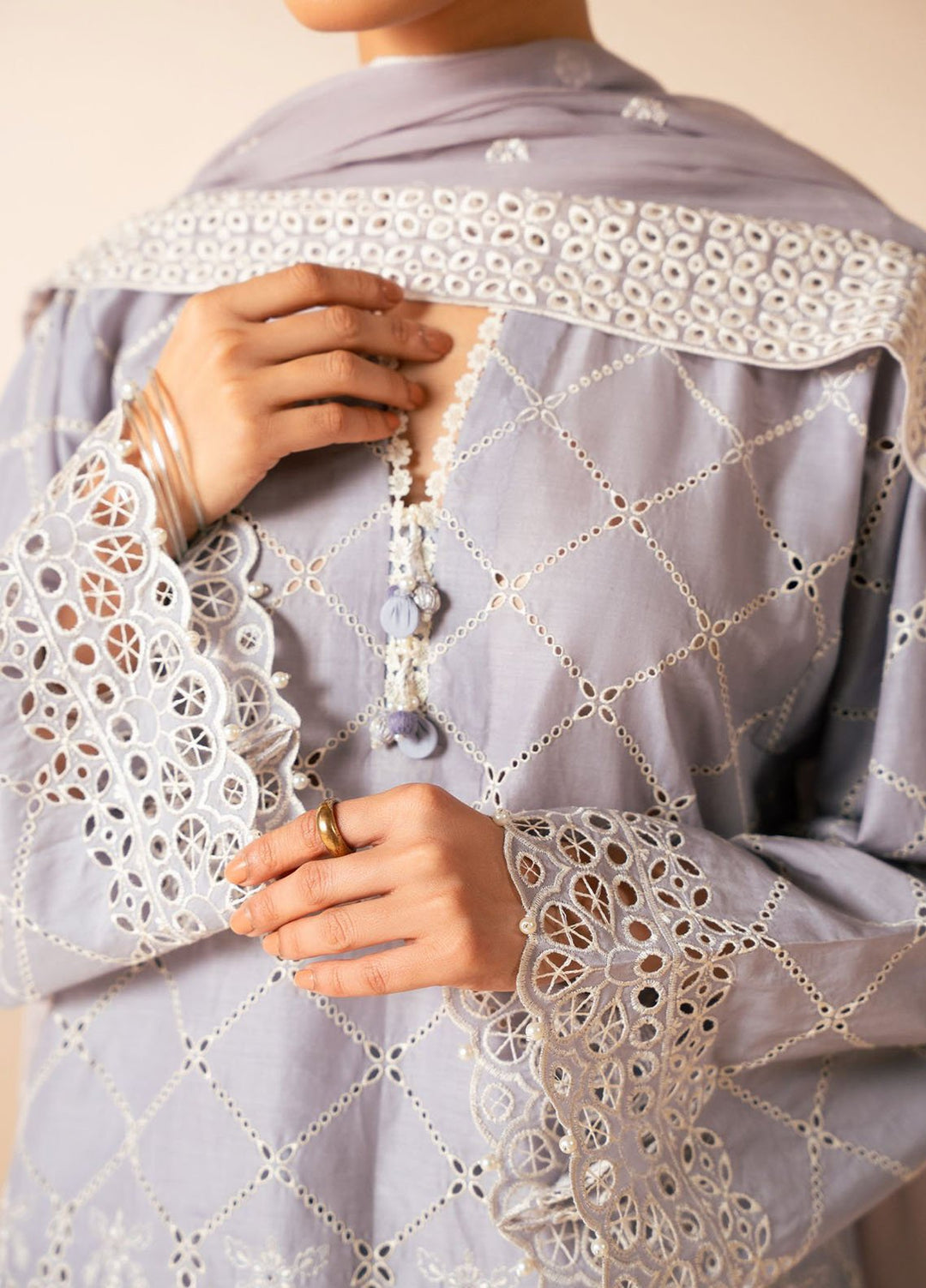 Cross Stitch Chikankari Lawn Suits Unstitched 3 Piece CS25CP Lavender Aura - Summer Collection