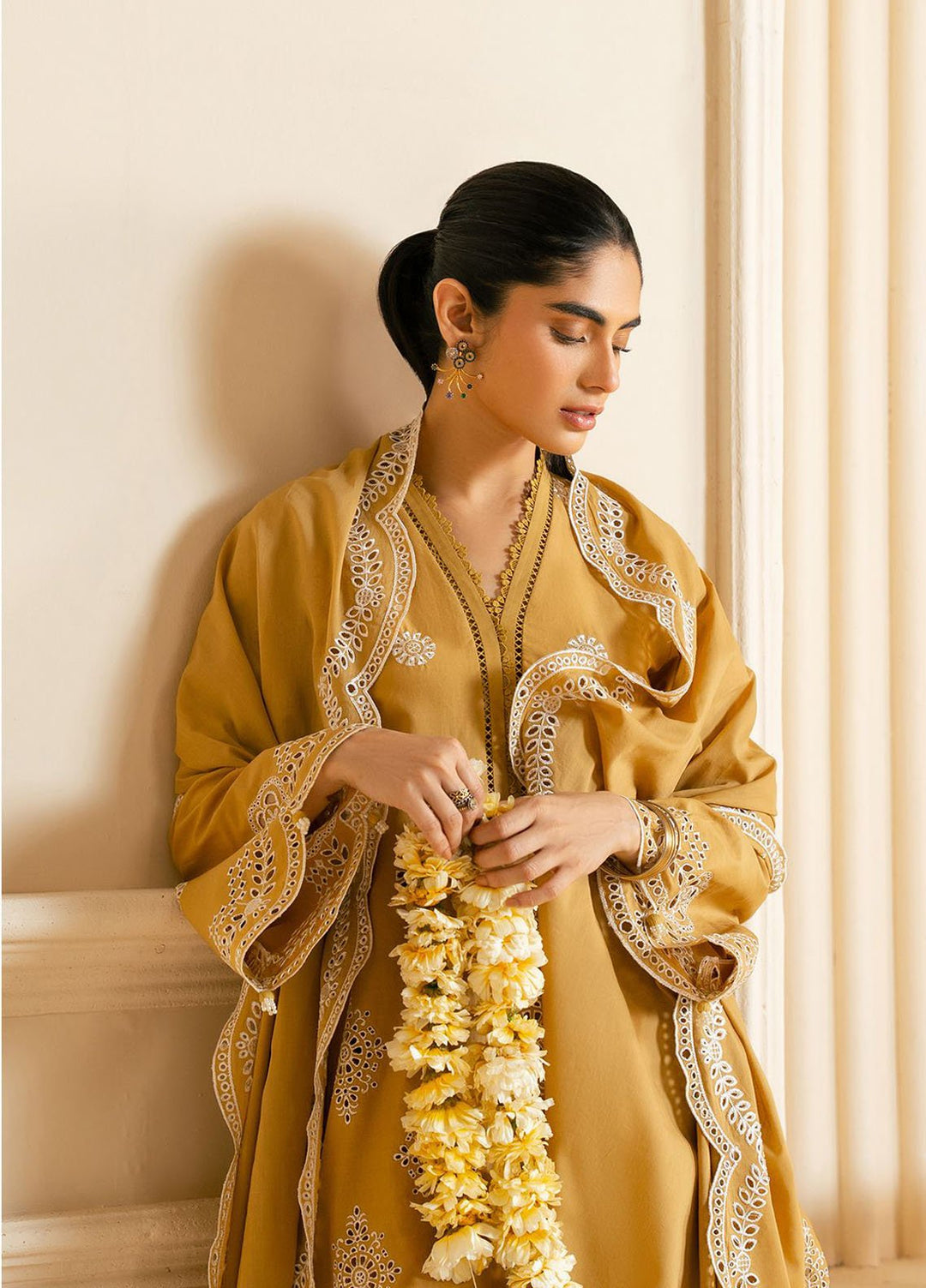 Cross Stitch Chikankari Lawn Suits Unstitched 3 Piece CS25CP Meadow Gold - Summer Collection