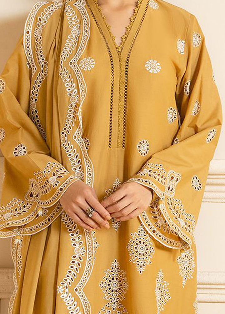 Cross Stitch Chikankari Lawn Suits Unstitched 3 Piece CS25CP Meadow Gold - Summer Collection