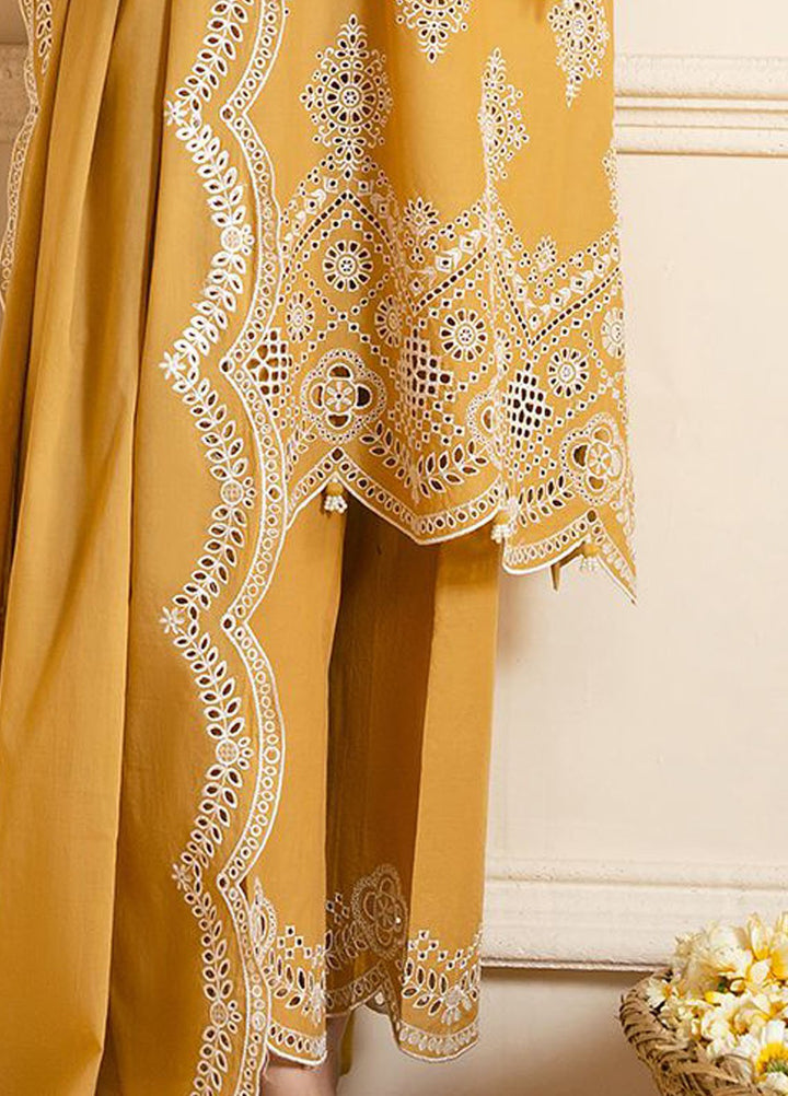 Cross Stitch Chikankari Lawn Suits Unstitched 3 Piece CS25CP Meadow Gold - Summer Collection