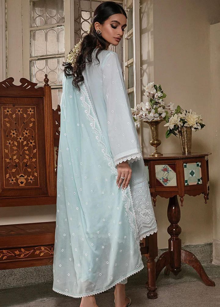 Cross Stitch Embroidered Lawn Suits Unstitched 3 Piece CS23CK BLUE GLAZE - Summer Collection