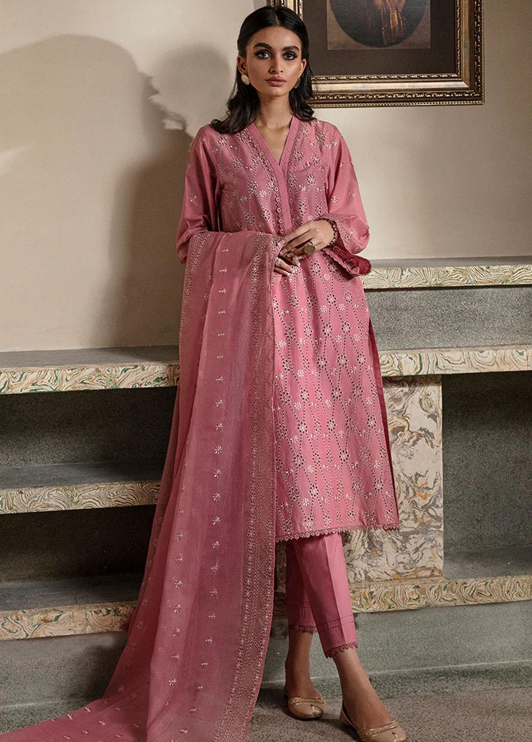 Cross Stitch Embroidered Lawn Suits Unstitched 3 Piece CS23CK CORAL BOUGUET - Summer Collection