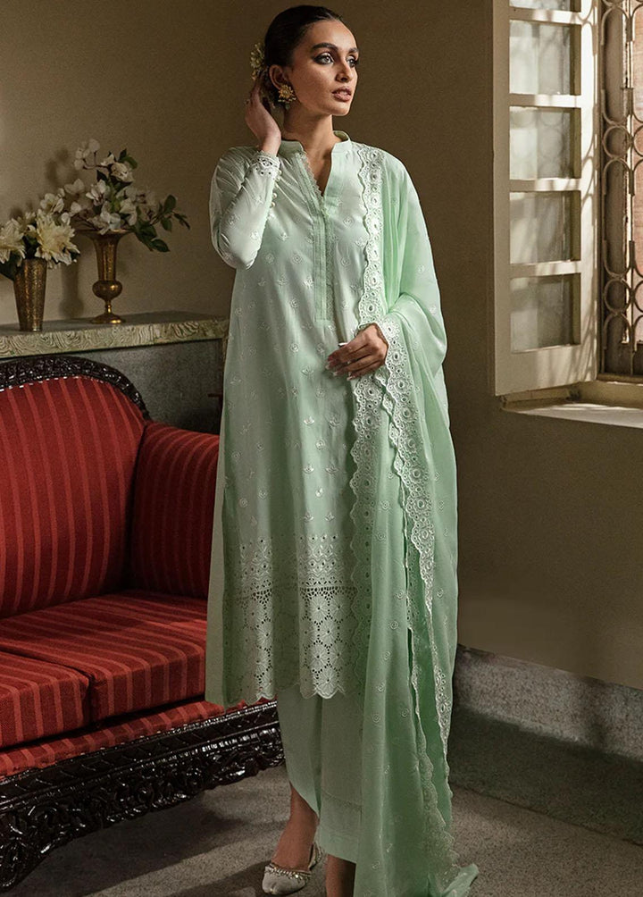 Cross Stitch Embroidered Lawn Suits Unstitched 3 Piece CS23CK MINT VOYAGE - Summer Collection