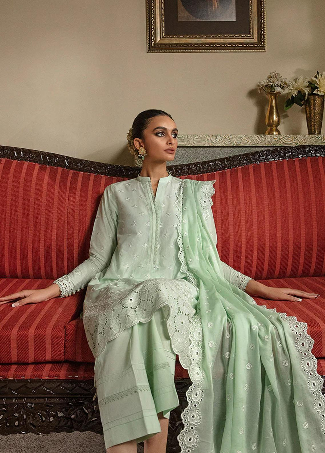 Cross Stitch Embroidered Lawn Suits Unstitched 3 Piece CS23CK MINT VOYAGE - Summer Collection