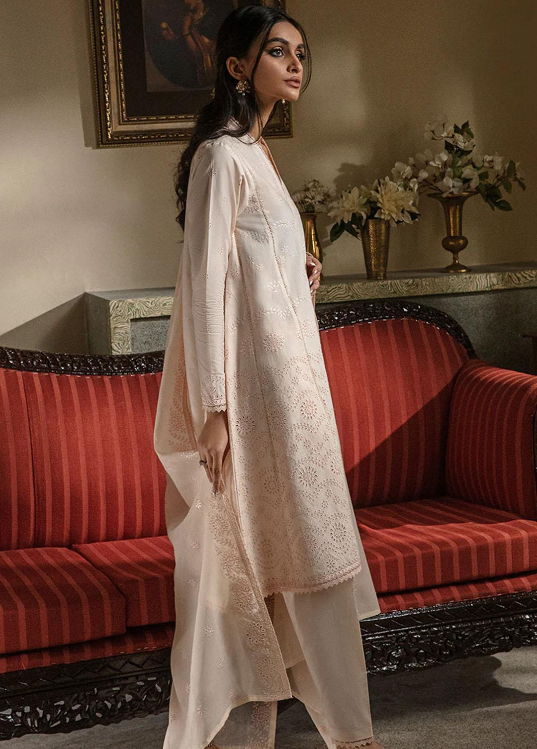 Cross Stitch Embroidered Lawn Suits Unstitched 3 Piece CS23CK PEACH FUZZ - Summer Collection