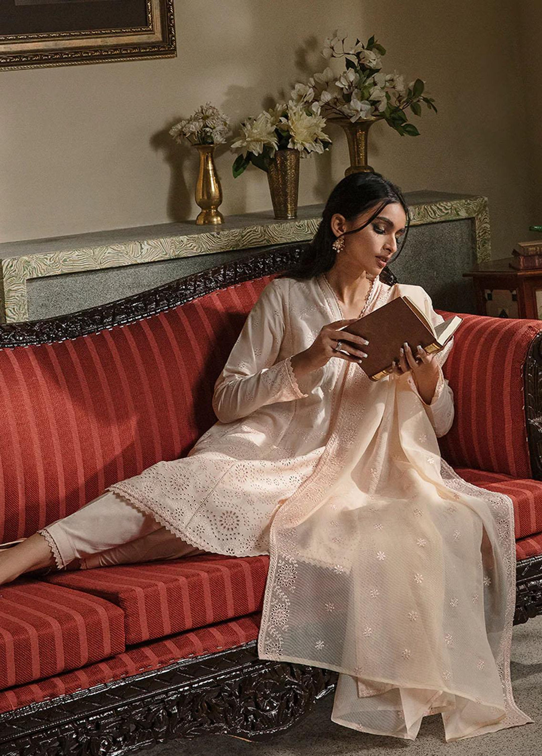 Cross Stitch Embroidered Lawn Suits Unstitched 3 Piece CS23CK PEACH FUZZ - Summer Collection