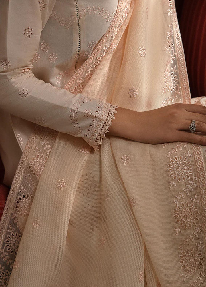 Cross Stitch Embroidered Lawn Suits Unstitched 3 Piece CS23CK PEACH FUZZ - Summer Collection