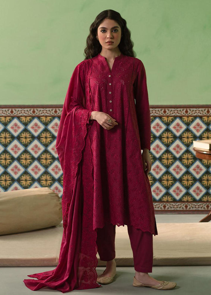 Cross Stitch Chikankari Lawn Suits Unstitched 3 Piece CS24C Cerise Loft - Summer Collection