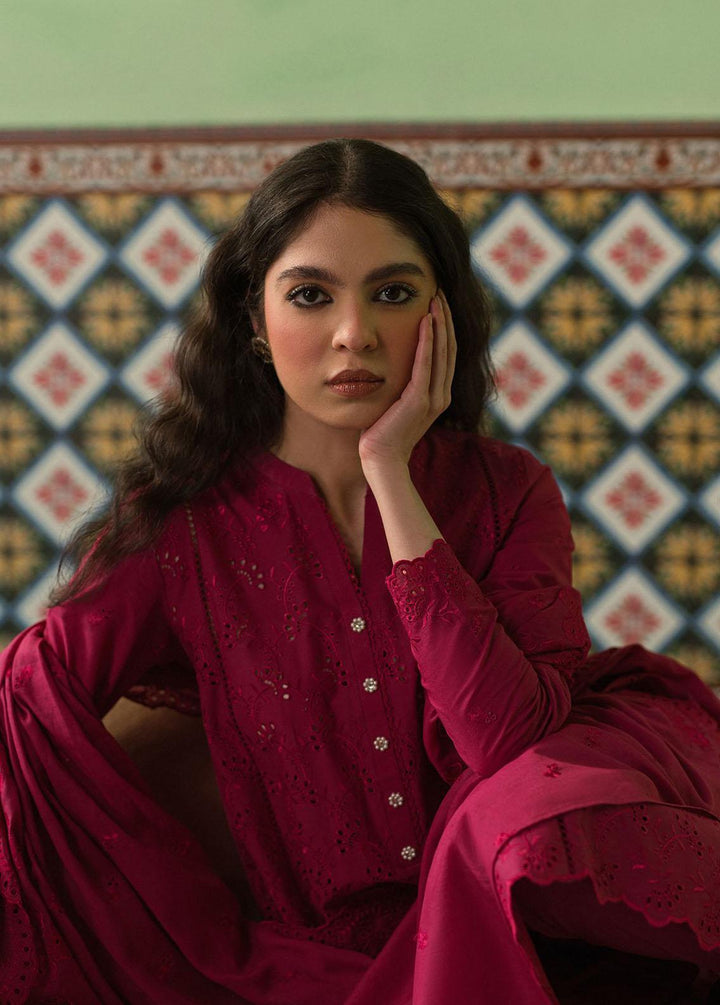 Cross Stitch Chikankari Lawn Suits Unstitched 3 Piece CS24C Cerise Loft - Summer Collection