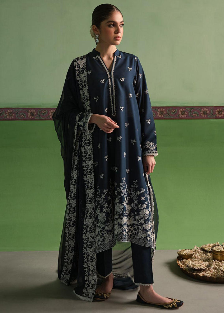 Cross Stitch Chikankari Lawn Suits Unstitched 3 Piece CS24C Insignia Blue - Summer Collection