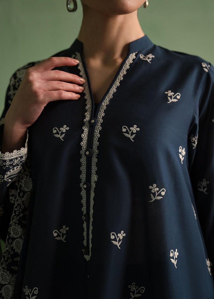 Cross Stitch Chikankari Lawn Suits Unstitched 3 Piece CS24C Insignia Blue - Summer Collection