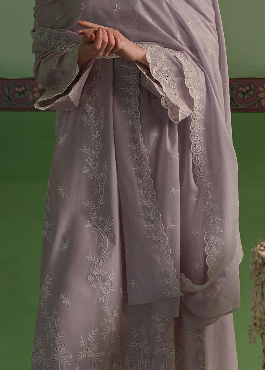 Cross Stitch Chikankari Lawn Suits Unstitched 3 Piece CS24C Lilac Bloom - Summer Collection