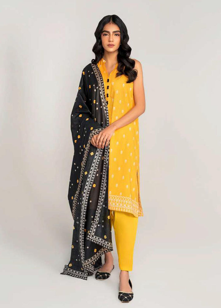 Daily Lawn By Cross Stitch Printed Lawn Suits Unstitched 3 Piece CS23D 03 CHALKY MUSTARD - Summer Collection