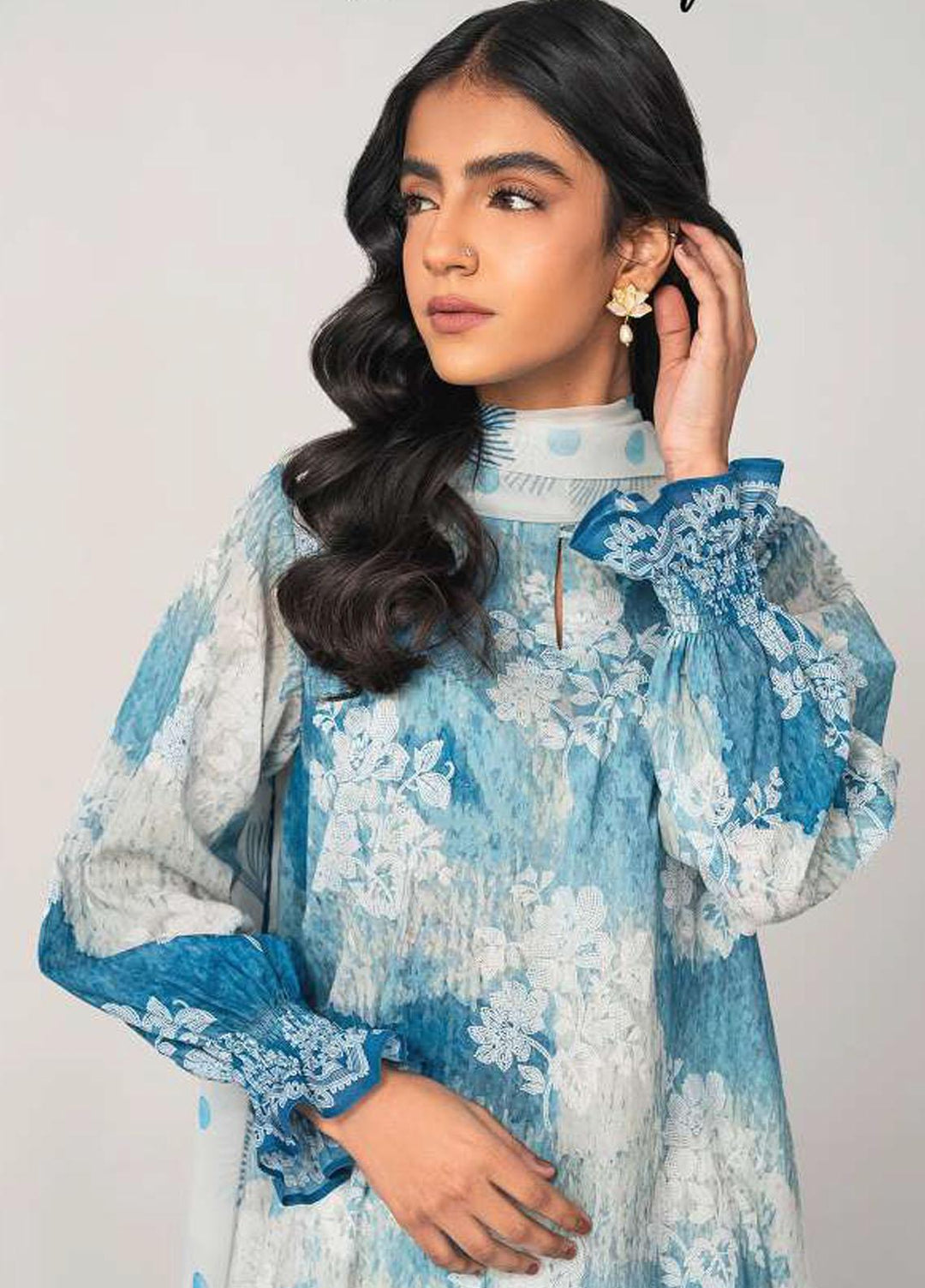 Daily Lawn By Cross Stitch Printed Lawn Suits Unstitched 3 Piece CS23D 07 LUNAR SKY - Summer Collection