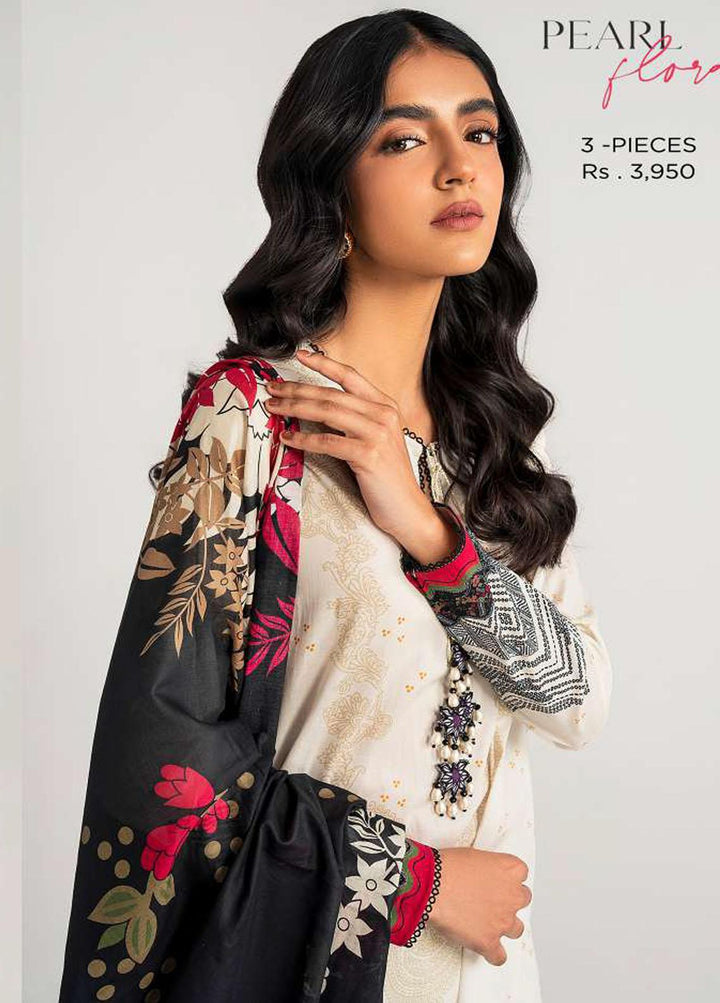 Daily Lawn By Cross Stitch Printed Lawn Suits Unstitched 3 Piece CS23D 10 PEARL FLORA - Summer Collection