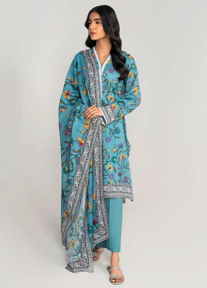 Daily Lawn By Cross Stitch Printed Lawn Suits Unstitched 3 Piece CS23D 11 PERIWINKLE GUST - Summer Collection