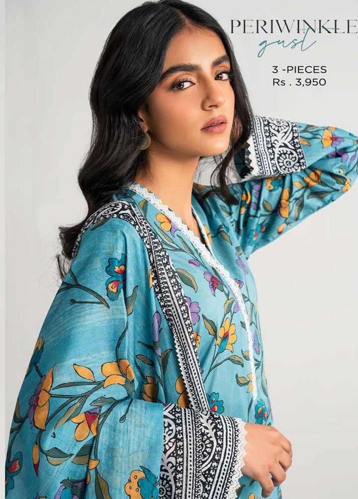 Daily Lawn By Cross Stitch Printed Lawn Suits Unstitched 3 Piece CS23D 11 PERIWINKLE GUST - Summer Collection