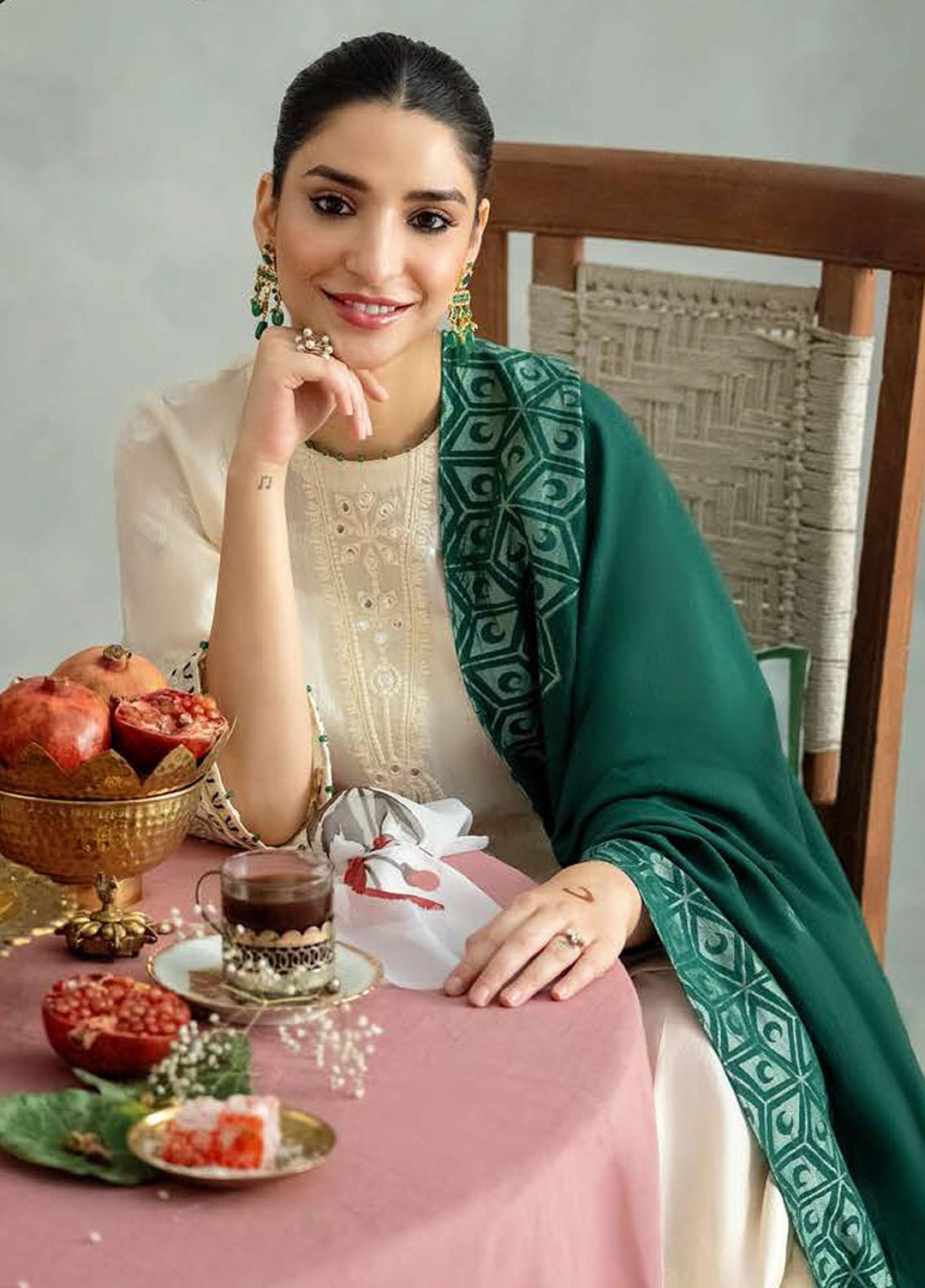 Cross Stitch Embroidered Jacquard Suits Unstitched 3 Piece CS23EL 06 Moon Beam - Eid Collection