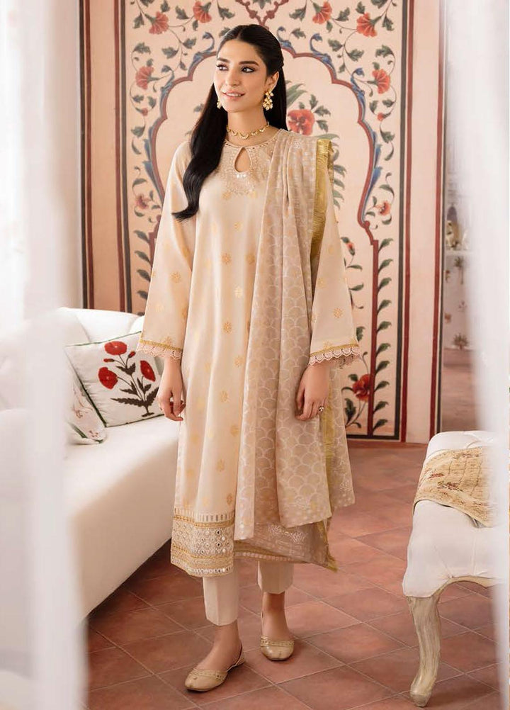 Cross Stitch Embroidered Jacquard Suits Unstitched 3 Piece CS23EL 07 Rose Dust - Eid Collection