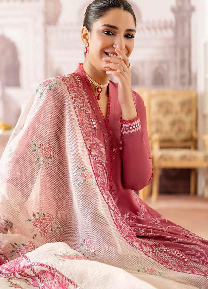 Cross Stitch Embroidered Lawn Suits Unstitched 3 Piece CS23EL 08 Arnit Blush - Eid Collection