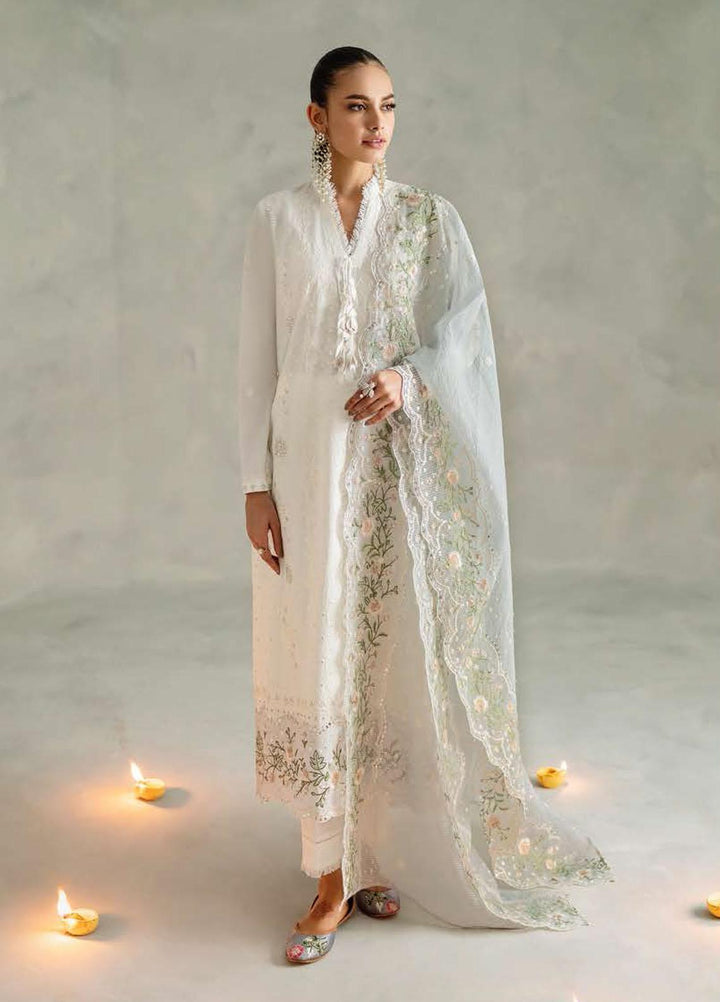 Cross Stitch Embroidered Lawn Suits Unstitched 3 Piece CS23EL 09 Blue Fog - Eid Collection