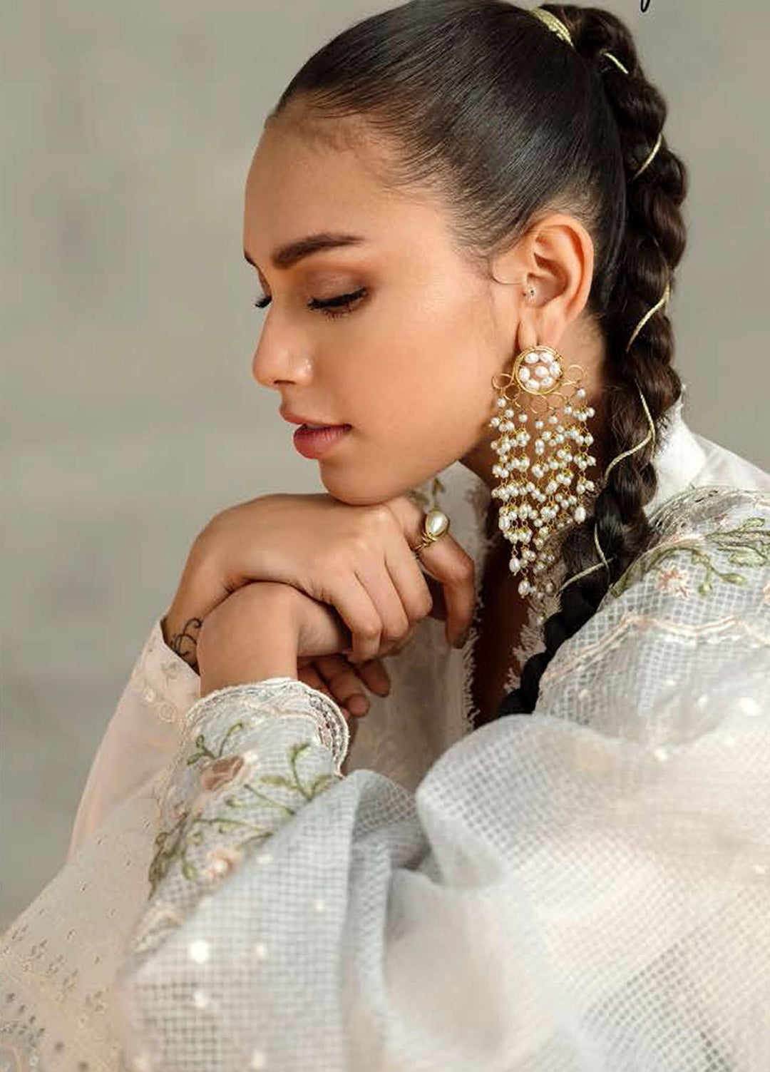 Cross Stitch Embroidered Lawn Suits Unstitched 3 Piece CS23EL 09 Blue Fog - Eid Collection