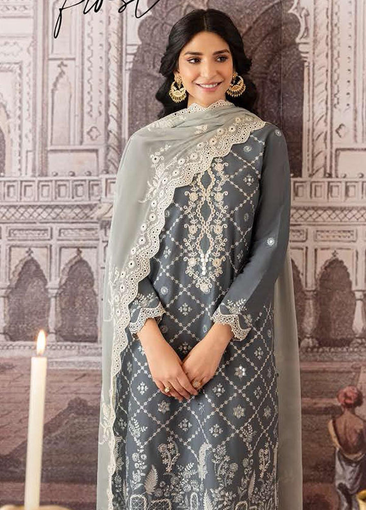 Cross Stitch Embroidered Lawn Suits Unstitched 3 Piece CS23EL 14 Tender Frost - Eid Collection