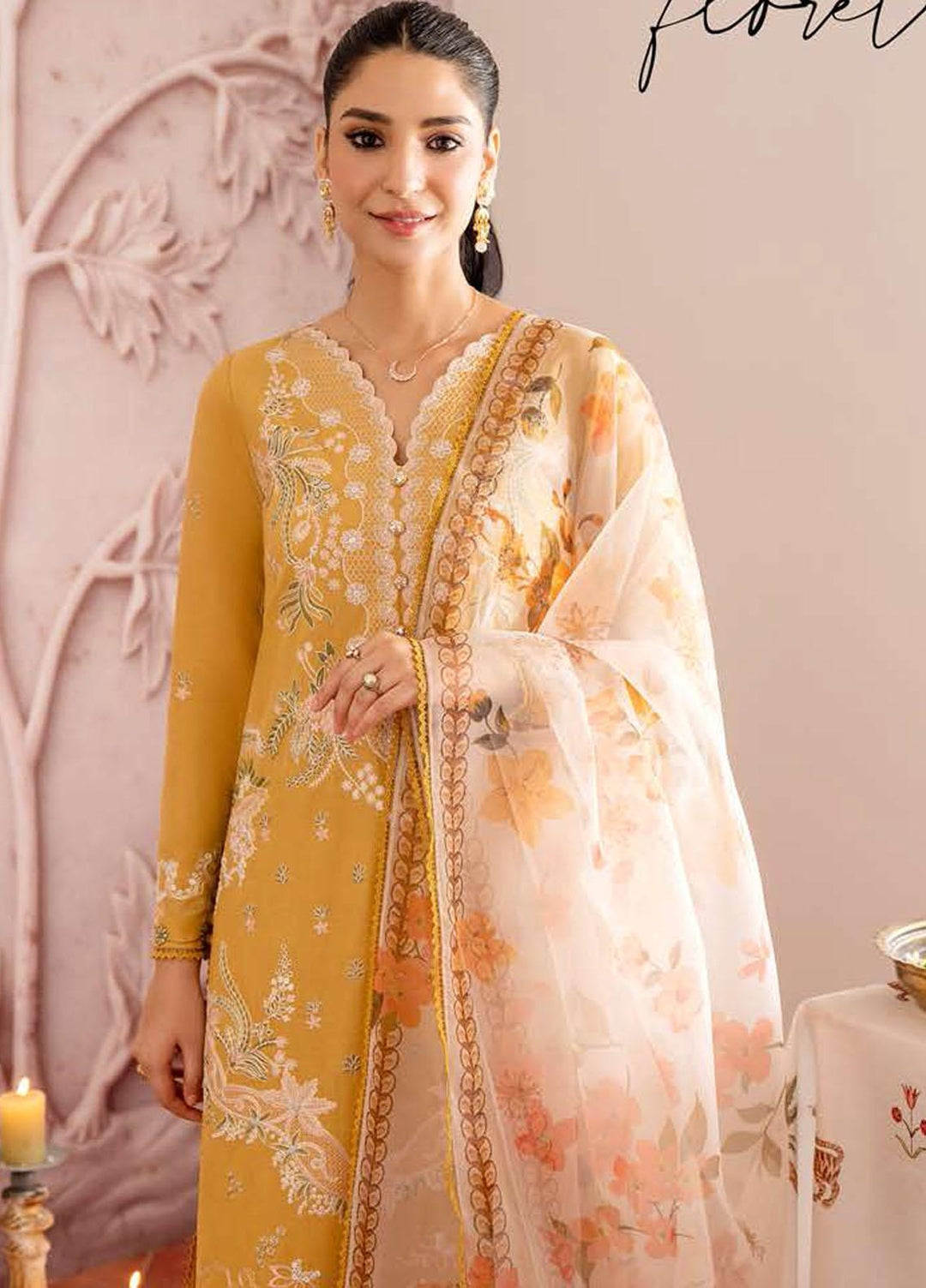 Cross Stitch Embroidered Lawn Suits Unstitched 3 Piece CS23EL 16 Vigour Floret - Eid Collection