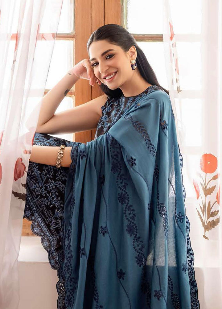 Cross Stitch Printed Lawn Suits Unstitched 3 Piece CS23EL 18 Dark Arcade - Eid Collection