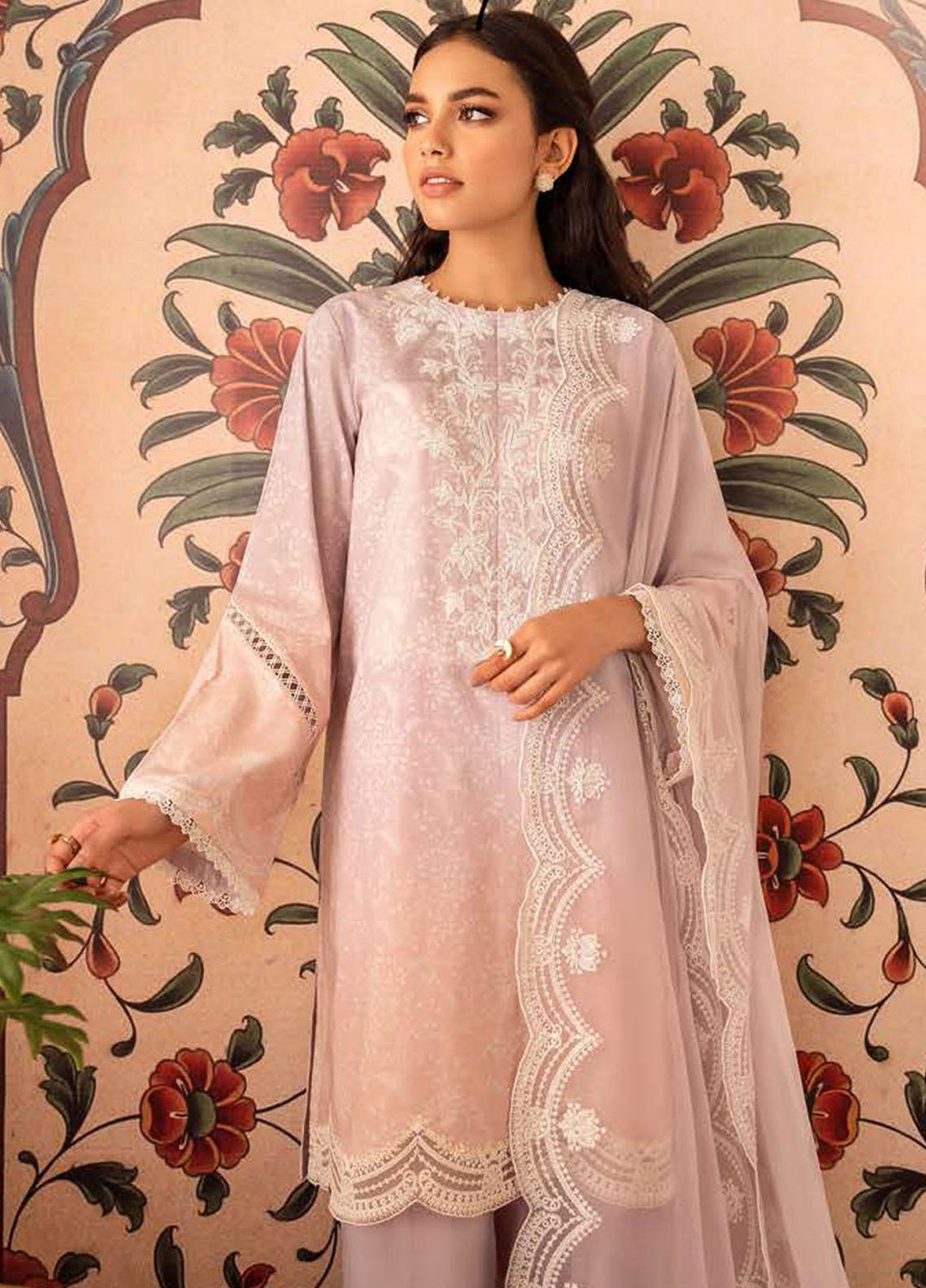 Cross Stitch Embroidered Lawn Suits Unstitched 3 Piece CS23EL 21 Orchid Plush - Eid Collection