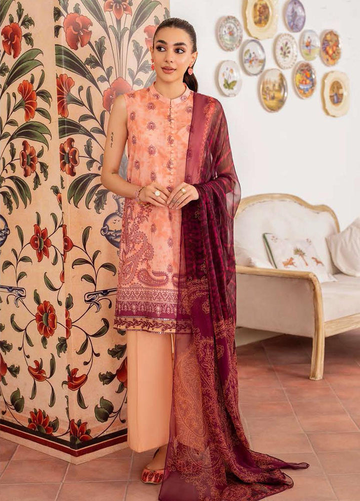 Cross Stitch Embroidered Lawn Suits Unstitched 3 Piece CS23EL 24 Vibrant Fleck - Eid Collection