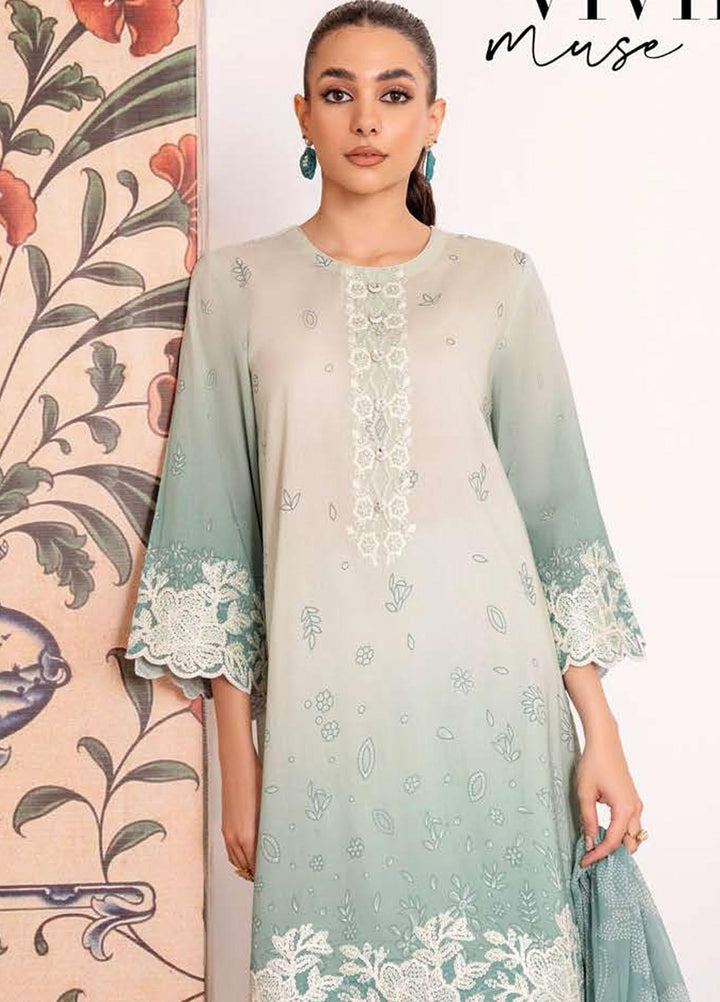 Cross Stitch Embroidered Lawn Suits Unstitched 3 Piece CS23EL 25 Vivid Muse - Eid Collection