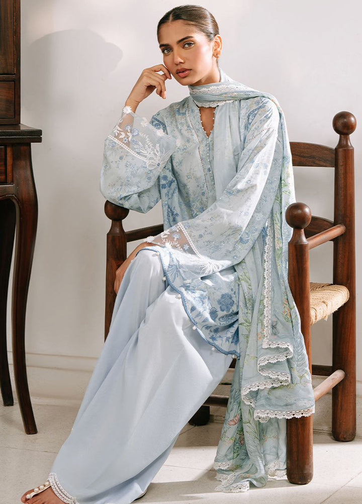 Cross Stitch Embroidered Cambric Suits Unstitched 3 Piece CS25MPU Beryl Frost - Summer Collection