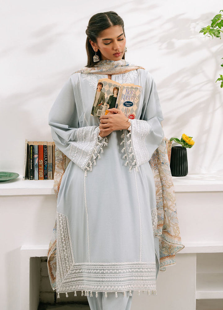 Cross Stitch Embroidered Cambric Suits Unstitched 3 Piece CS25MPU Blue Illusion - Summer Collection