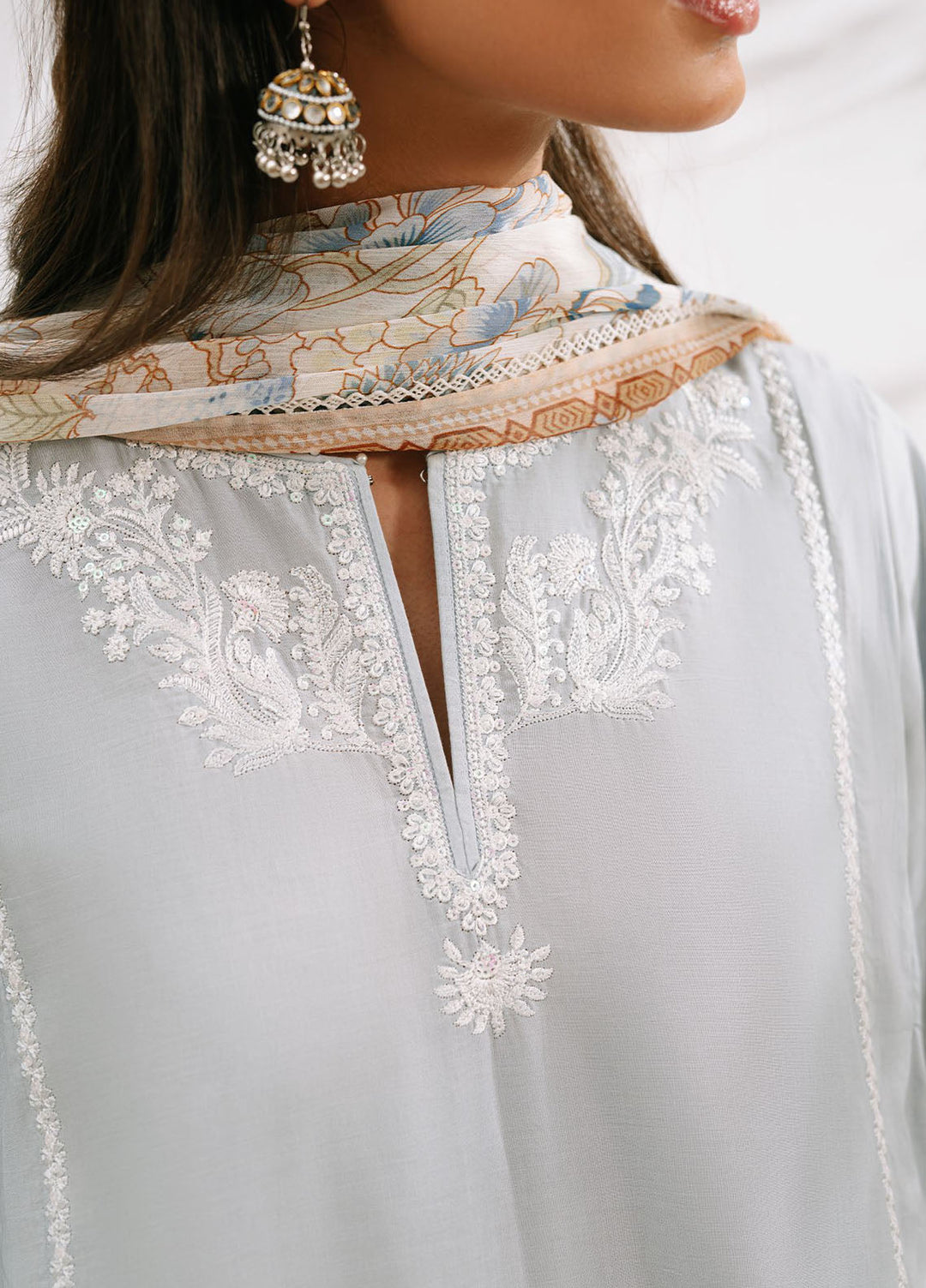 Cross Stitch Embroidered Cambric Suits Unstitched 3 Piece CS25MPU Blue Illusion - Summer Collection