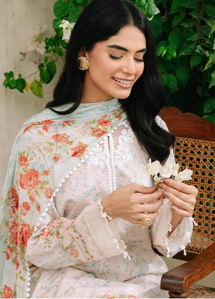 Cross Stitch Embroidered Cambric Suits Unstitched 3 Piece CS25MPU Creamy Splash - Summer Collection