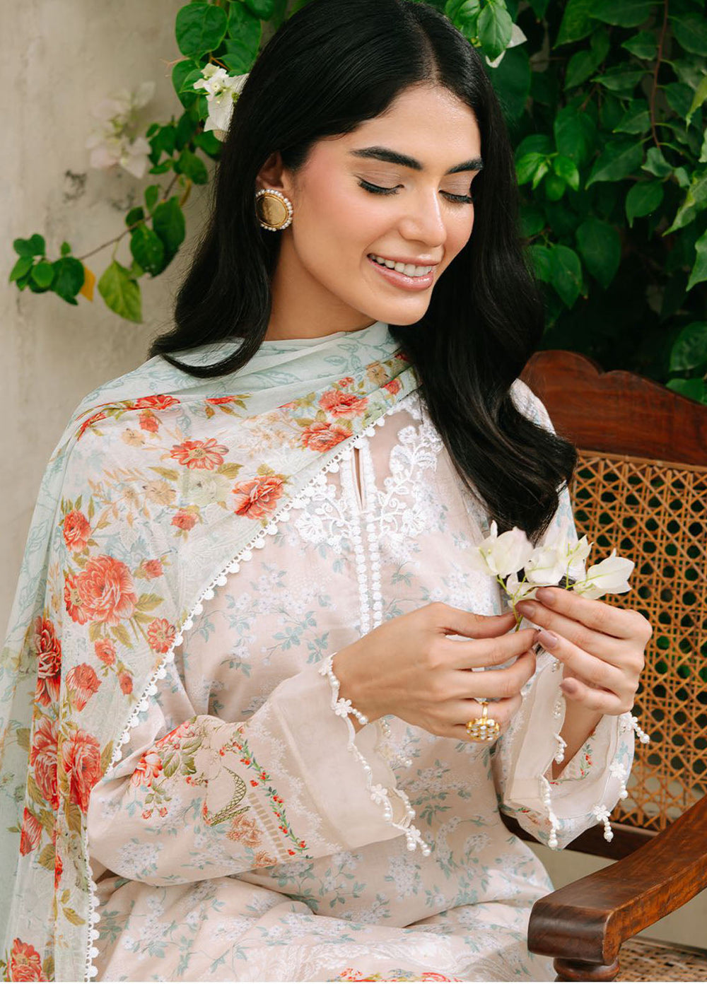Cross Stitch Embroidered Cambric Suits Unstitched 3 Piece CS25MPU Creamy Splash - Summer Collection