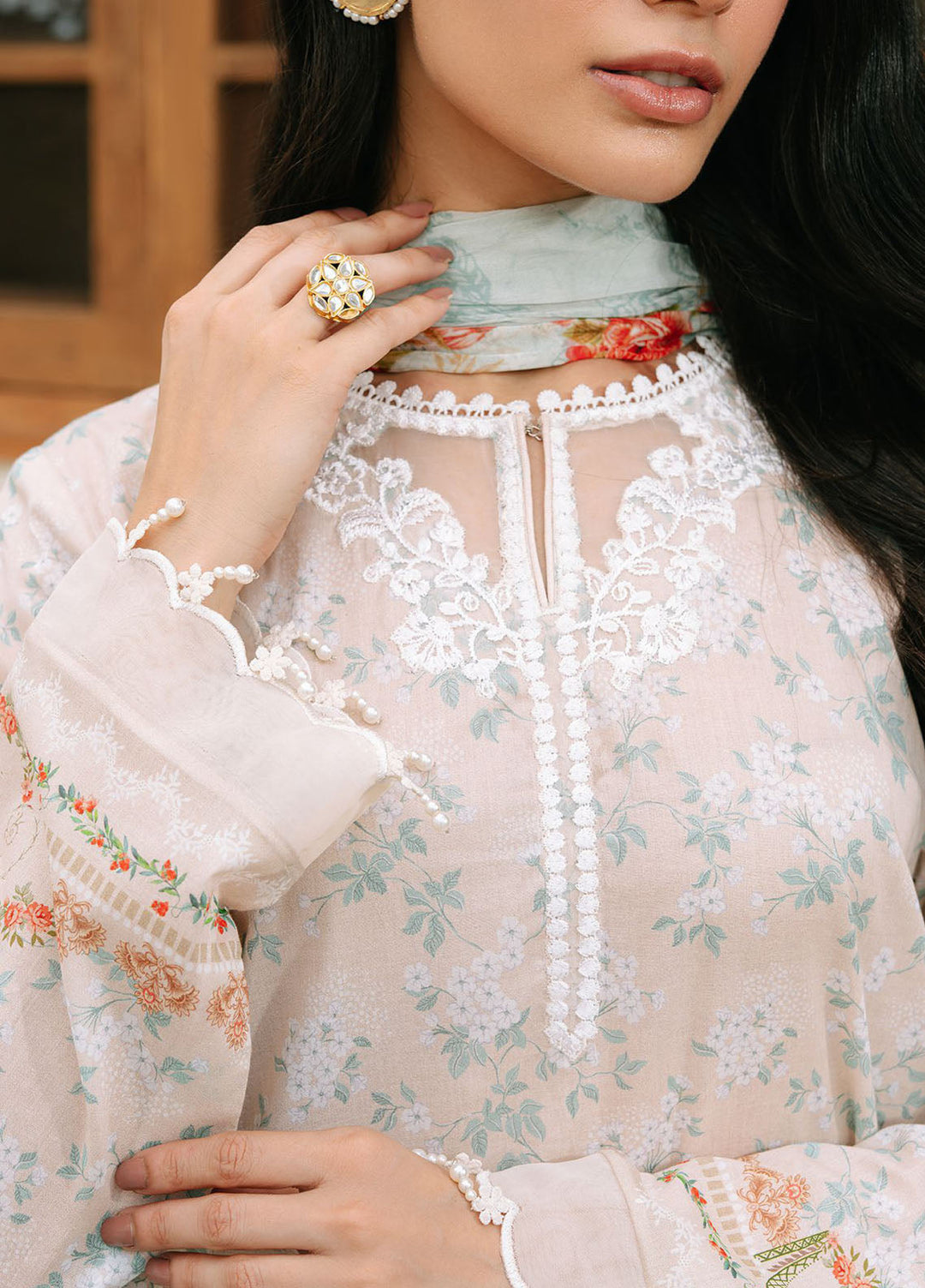 Cross Stitch Embroidered Cambric Suits Unstitched 3 Piece CS25MPU Creamy Splash - Summer Collection