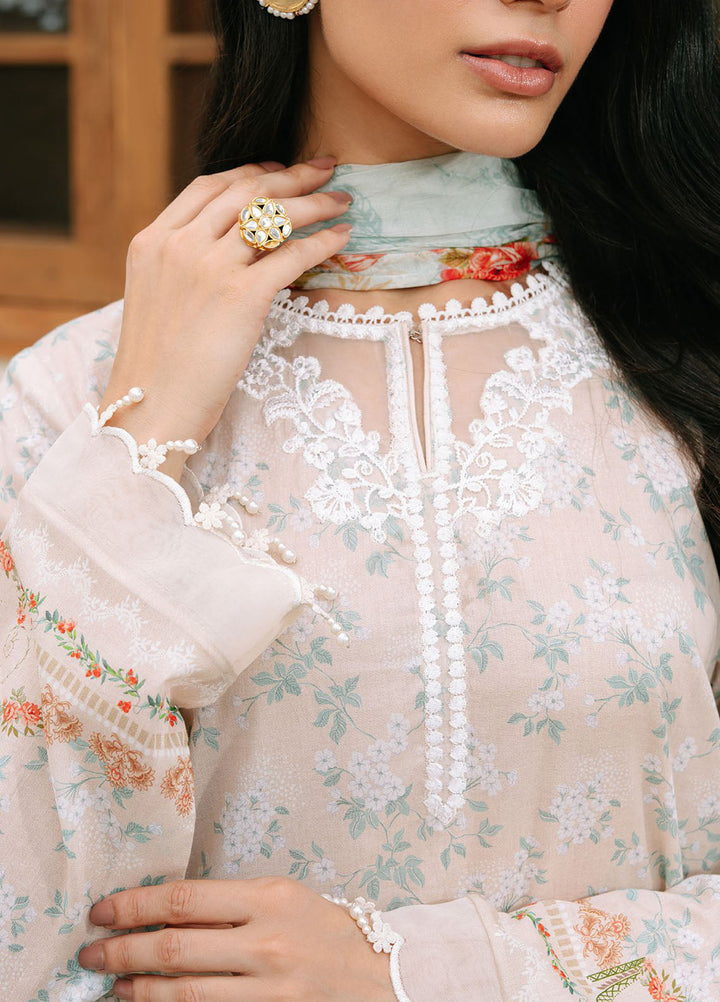 Cross Stitch Embroidered Cambric Suits Unstitched 3 Piece CS25MPU Creamy Splash - Summer Collection